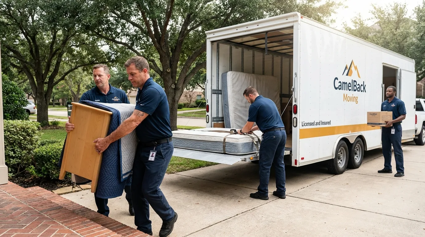Crew loading residential truck for cross-state move from Lebanon, TN