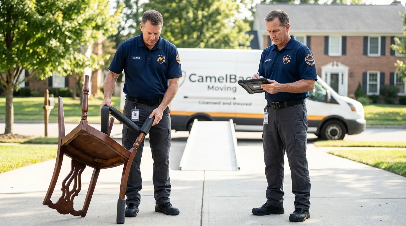 Movers inspecting furniture for damage prevention before loading in Lebanon, TN