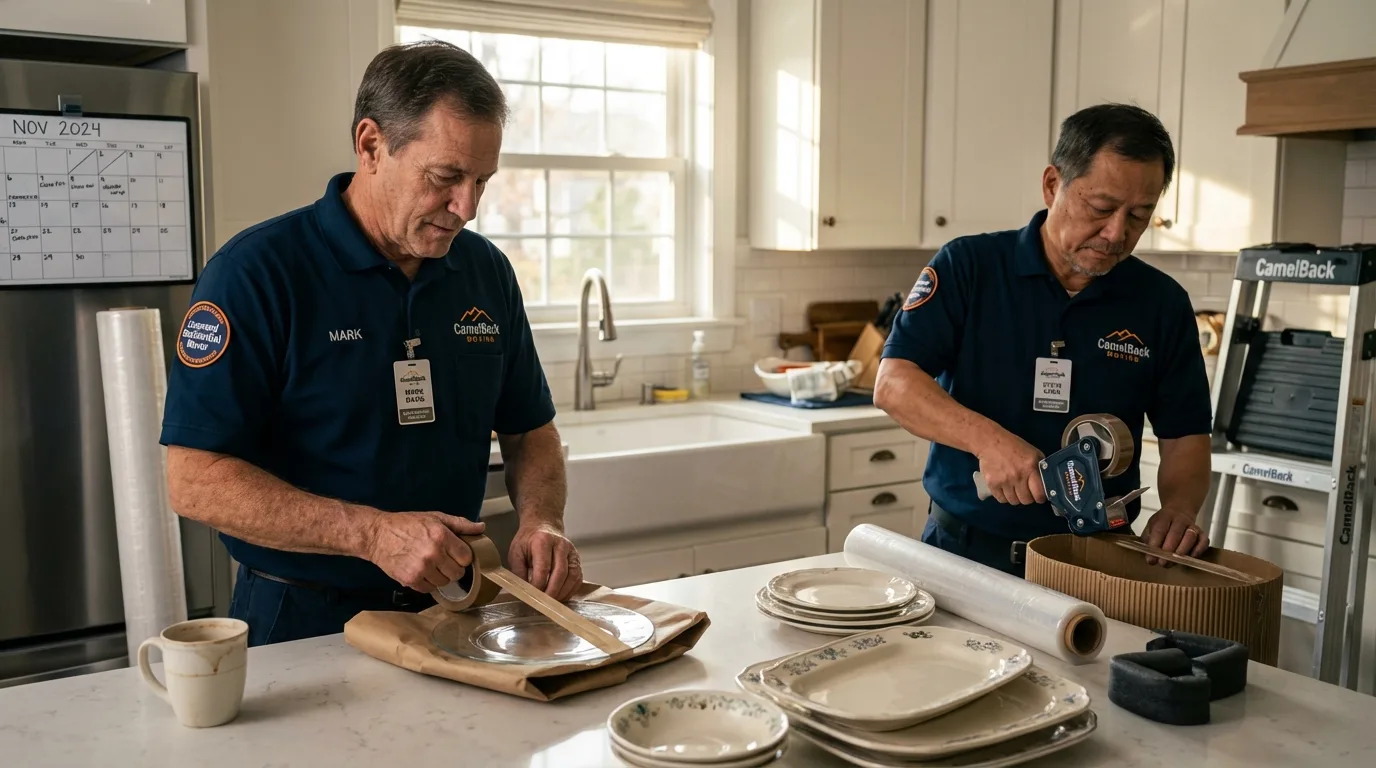 Professional crew packing kitchen dishware in Lebanon, TN